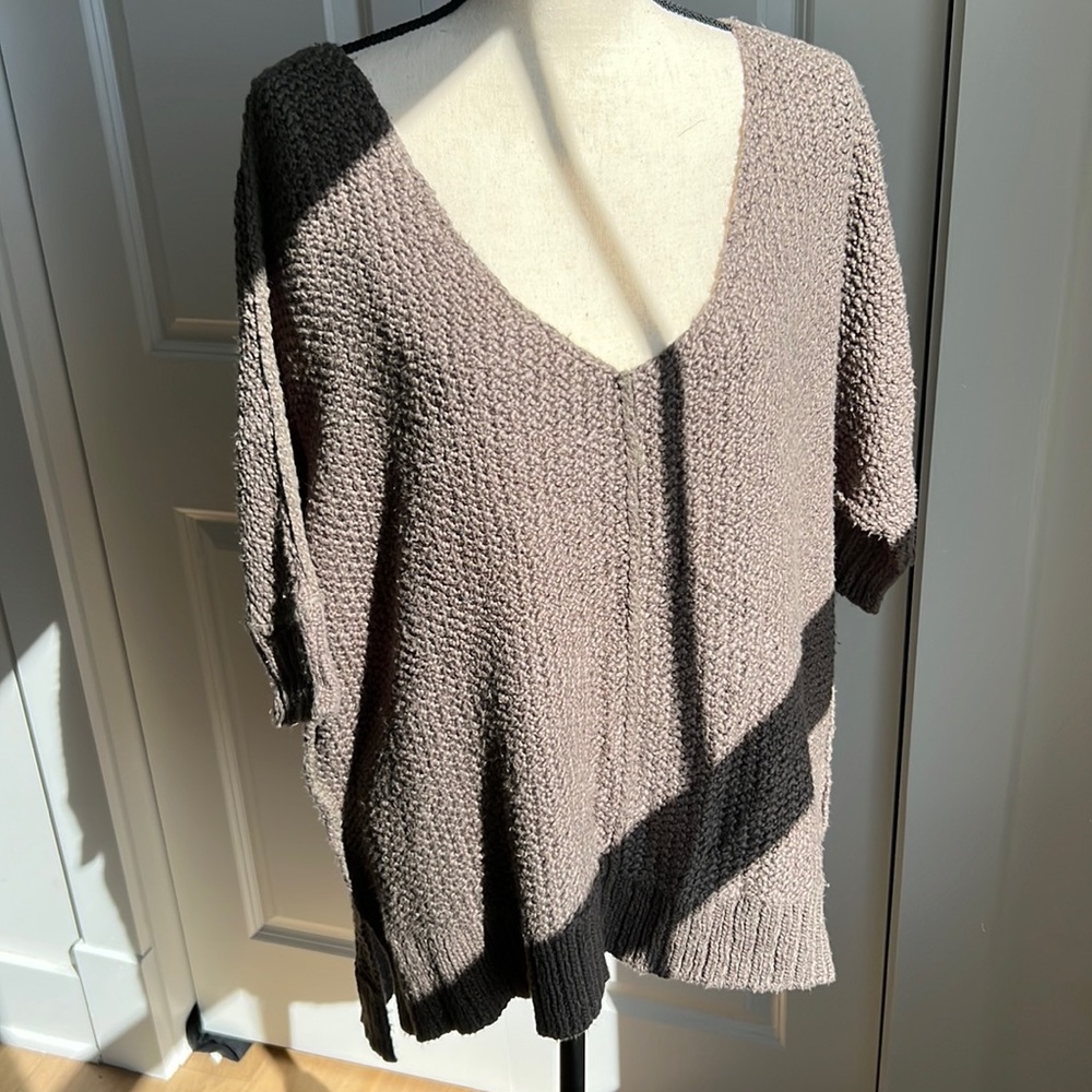 Free People Oversized Quarter Sleeve Sweater